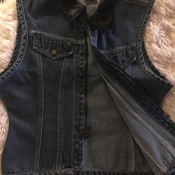 ATLAST & Co-Denim vest, blk/satin collar, SzM.👖👛 - Picture 6 of 9